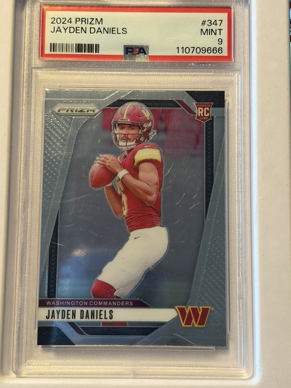 2024 PANINI PRIZM #347 JAYDEN DANIELS PRIZM (RC) PSA 9. Super clean