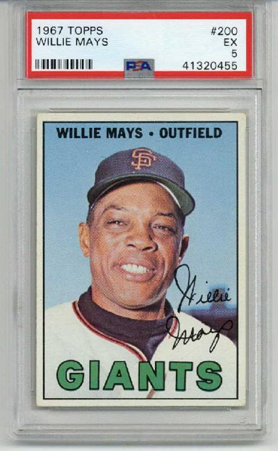 1967 TOPPS #200 WILLIE MAYS CARD GIANTS PSA 5 NICELY CENTERED BEAUTY NEW LABEL