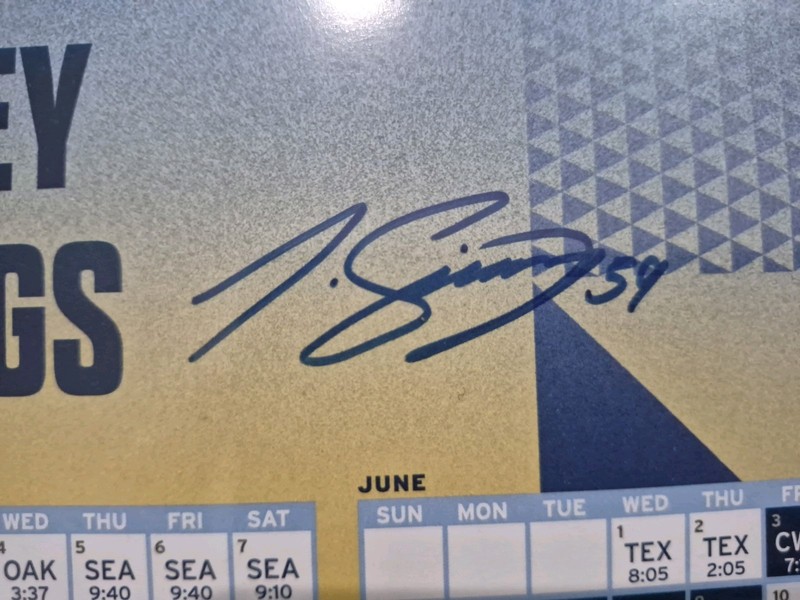 JEFFREY SPRINGS GAME USED OPENING DAY MLB LOCKER PLATE SEASON SCHEDULE TAG AUTO view 2