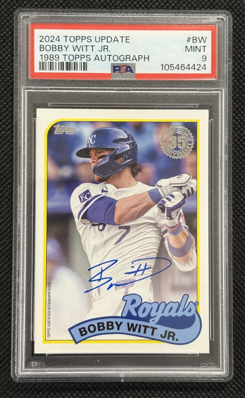 2024 Topps Update Bobby Witt Jr. 1989 Topps Auto PSA 9