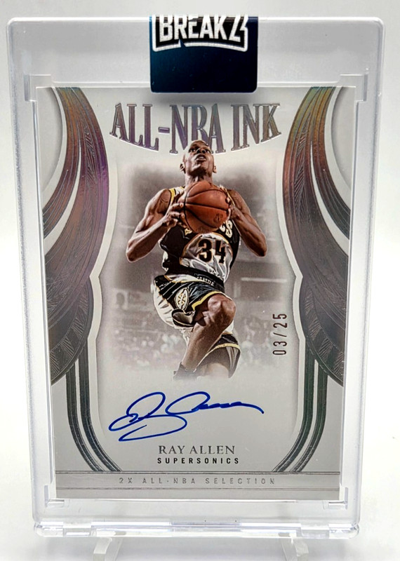 Ray Allen 2024-25 Panini Flawless All NBA Ink ANB-RAY /25 On Card Auto HOF