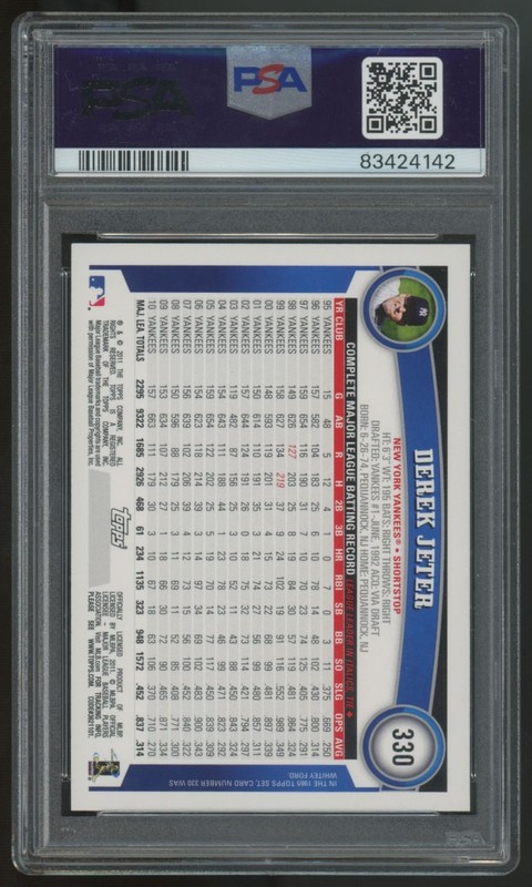 2011 Topps Derek Jeter Cognac Diamond Anniversary #330 PSA 10 view 2