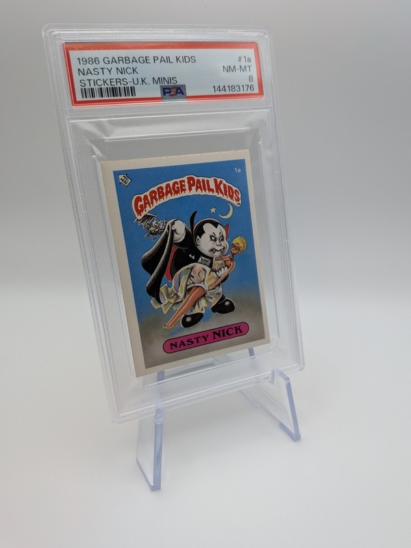 1986 Garbage Pail Kids (GPK) Original Series 1 Nasty Nick (#1a) U.K. Mini PSA 8