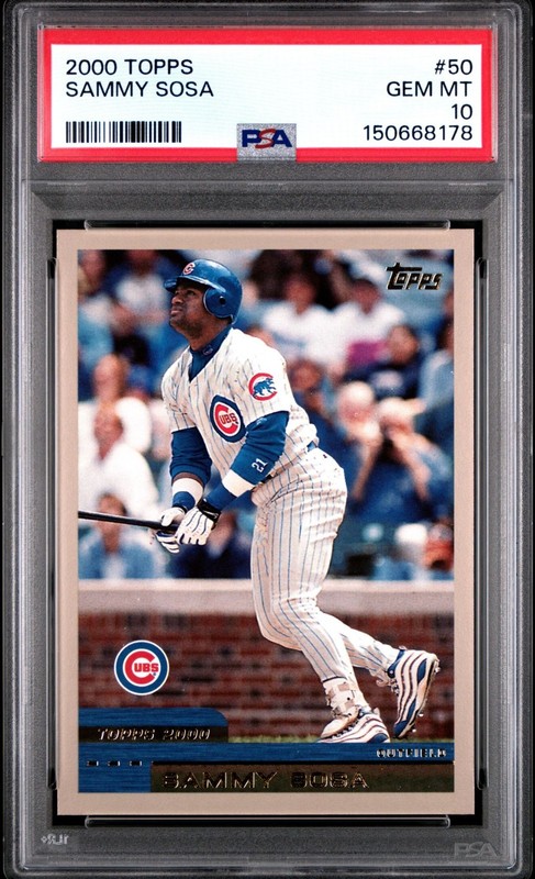 PSA 10 GEM MINT 2000 TOPPS SAMMY SOSA #50 CUBS 68178 B317