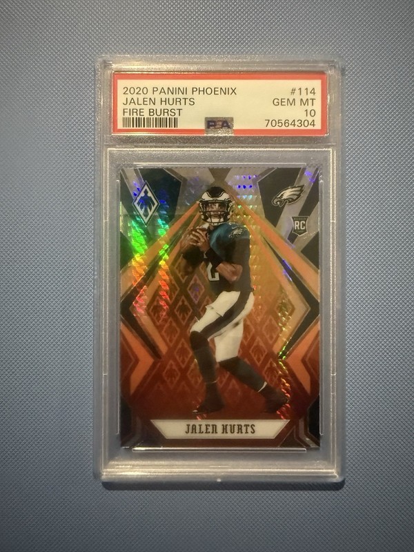 2020 Panini Phoenix Jalen Hurts Rookie Card #114 Fire Burst PSA 10