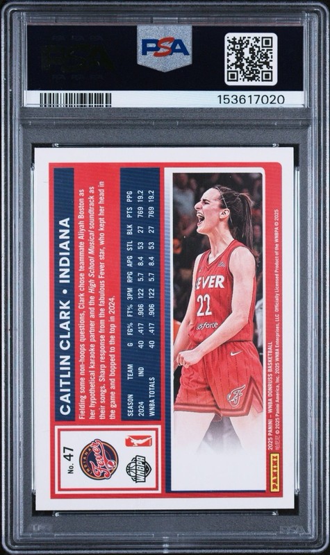 2025 Panini Donruss WNBA Caitlin Clark #47 PSA 9 view 2