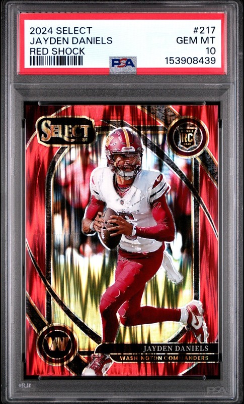 2024 PANINI SELECT #217 JAYDEN DANIELS RED SHOCK RC PSA 10 /249