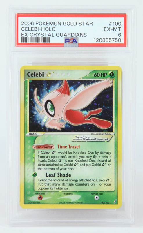 PSA 6 Celebi Gold Star 100/100 EX Crystal Guardians Holo Pokemon Card view 2