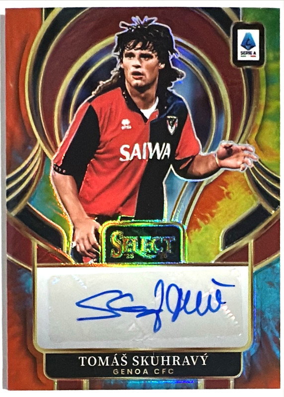 2025-26 Select Serie A Tomas Skuhravy Auto 7/25 Tie-Dye Prizm Genoa CFC Czechia