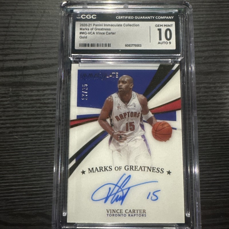 2020-21 Panini Immaculate VINCE CARTER Marks Of Greatness Auto /25 Raptors