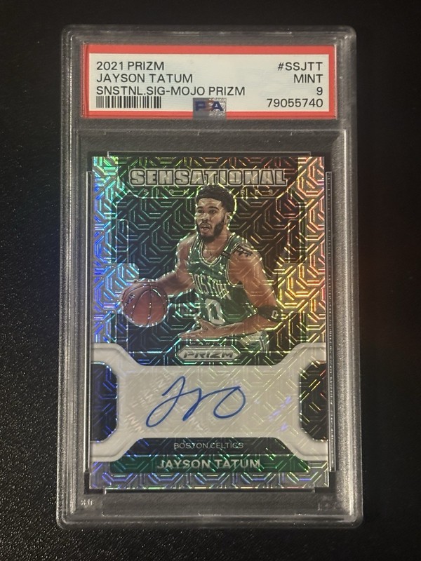 2021-22 Panini Prizm Jayson Tatum Sensational Signatures Mojo /25 Auto PSA 9