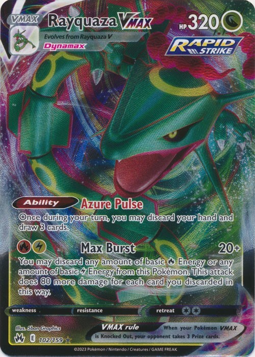 Pokemon TCG 2023 Rayquaza VMAX 102/159 Crown Zenith Ultra Rare Holo PSA 10