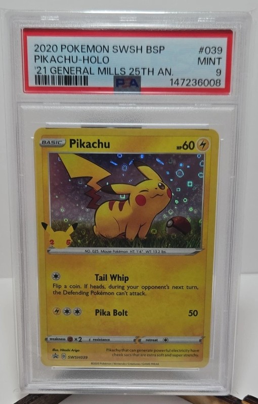 Pokemon Pikachu SWSH039 Promo Holo General Mills 25th Anniversary PSA 9 2020