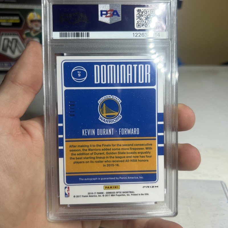 GOLD 10/10‼️ Kevin Durant Optic Dominator Signatures Auto PSA 9 AUTO 8 EBAY 1/1 view 2