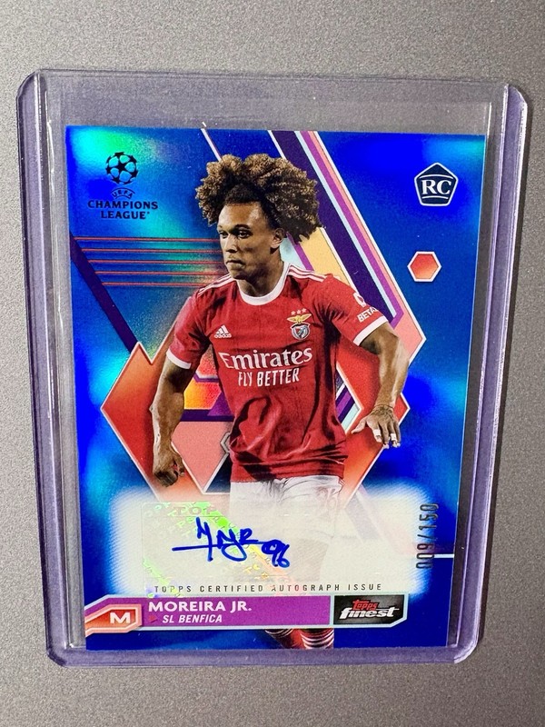 2022-23 Topps Finest UCC Diego Moreira Jr Blue Rookie Auto Autograph /150 view 1