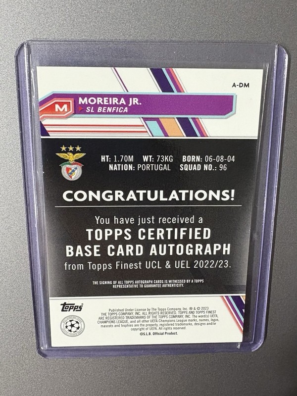 2022-23 Topps Finest UCC Diego Moreira Jr Blue Rookie Auto Autograph /150 view 2