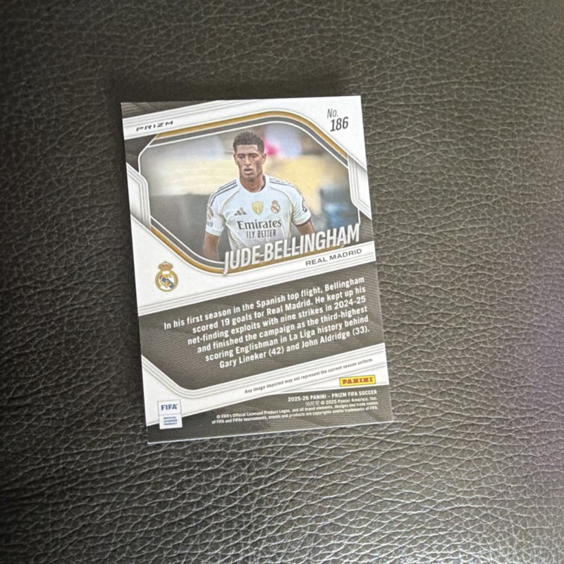 Panini 2025-26 Prizm FIFA Jude Bellingham Real Madrid La Liga #186 Lazer view 2