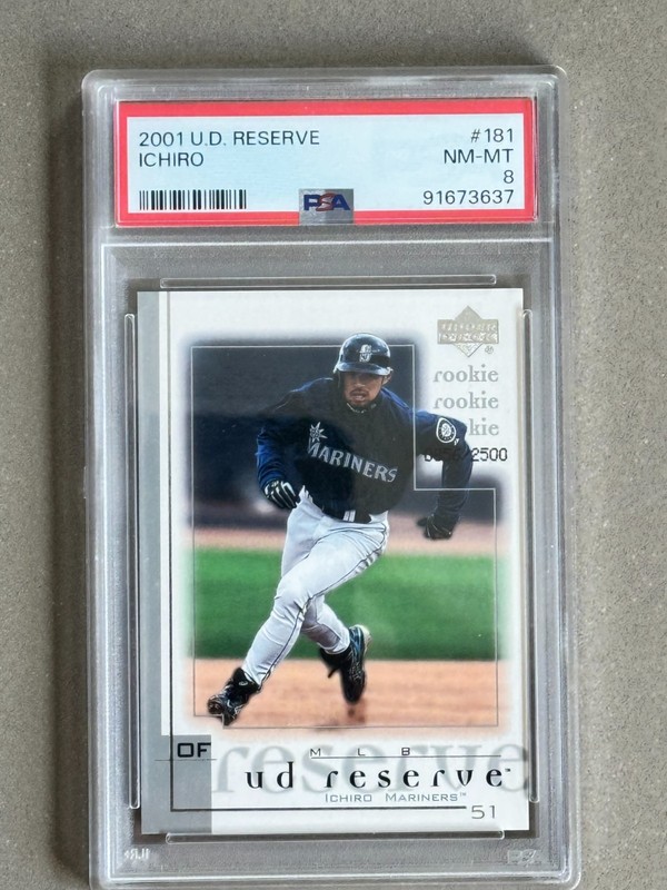 Ichiro Suzuki (RC) /2500 -- 2001 Upper Deck Reserve #181 (PSA 8) -- HOF, Mariner