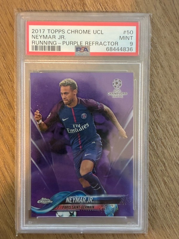 2017 Topps Chrome UEFA Neymar Jr Purple /250 PSA 9