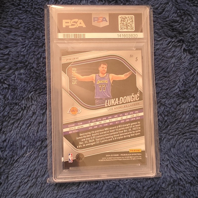 Panini 2024-25 Prizm Black White Prizm Luka Dončić #5 /175 PSA 10 view 2