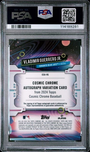2024 Topps Cosmic - Vladimir Guerrero Jr Green Space Dust Auto /75 PSA 10 #VG view 2