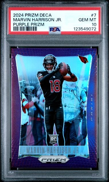 2024 Prizm Deca - Marvin Harrison Jr Purple Prizm /99 Rookie PSA 10 Cardinals #7