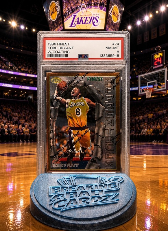 1996-97 Topps Finest Kobe Bryant Rookie #74 Lakers W/Coating PSA 8
