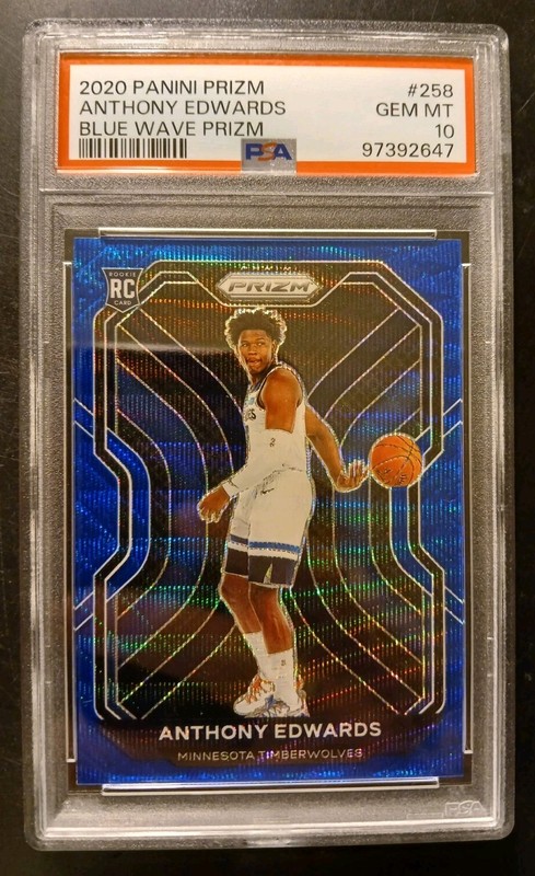 2020 Anthony Edwards Panini Prizm Blue Wave Rookie PSA 10 Wolves 🏆✨️