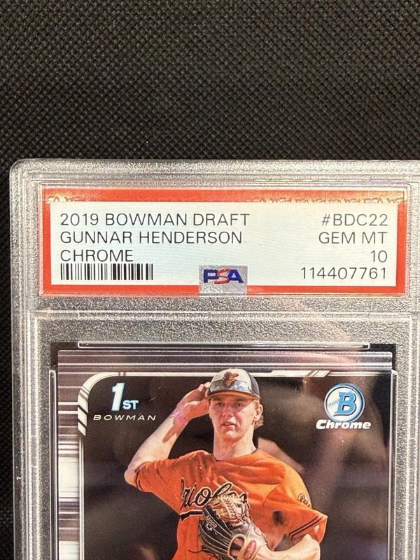 2019 Bowman Draft - Chrome Gunnar Henderson #BDC-22 (RC) PSA 10 view 2