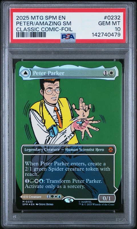 2025 MTG MARVEL'S SPIDER-MAN #0232 AMAZING / PETER PARKER COMIC FOIL PSA 10 CGC view 2
