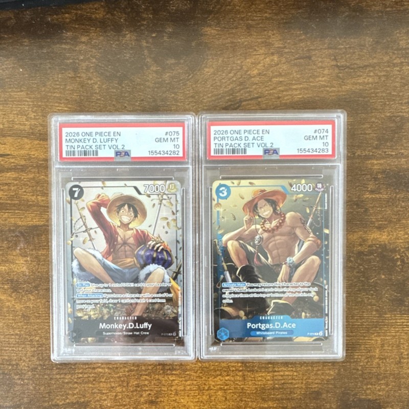 PSA 10 One Piece Card Game 2026 Tin Pack Set Vol. 2 Luffy, Ace #074 sequential