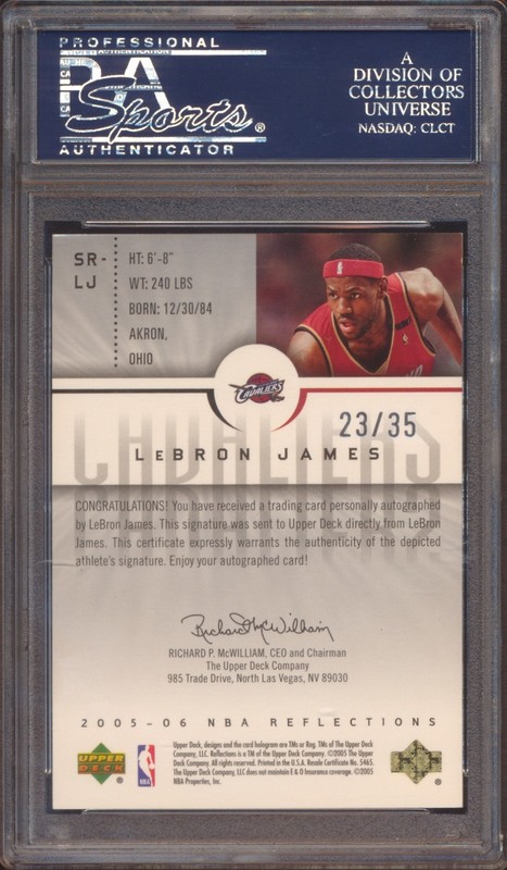 2005 UD REFLECTIONS LEBRON JAMES SP AUTO AUTOGRAPH JERSEY # 1/1 23/35 PSA 9! view 2