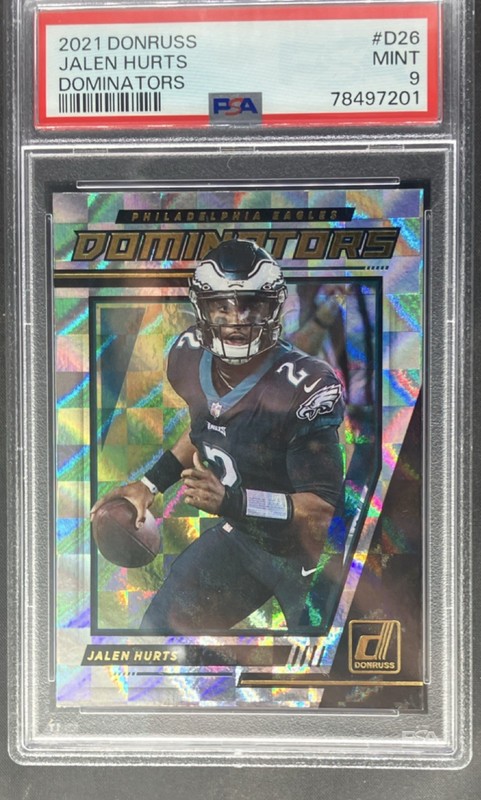 Panini 2021 Donruss Dominators Jalen Hurts D26 PSA 9 Philadelphia Eagles