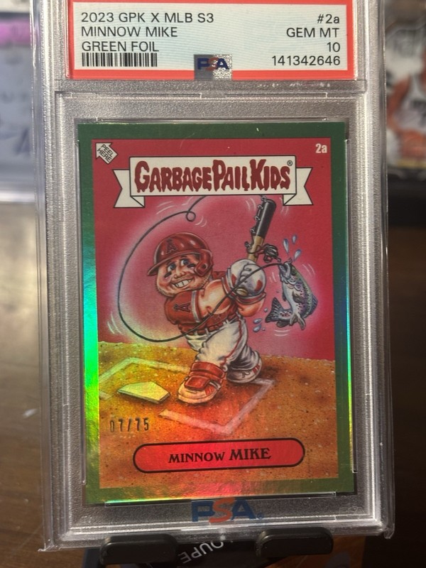 POP 1-2023 GPKxMLB S3 Minnow Mike-Mike Trout-07/75-green Foil-PSA10-CHASER PACKS view 2