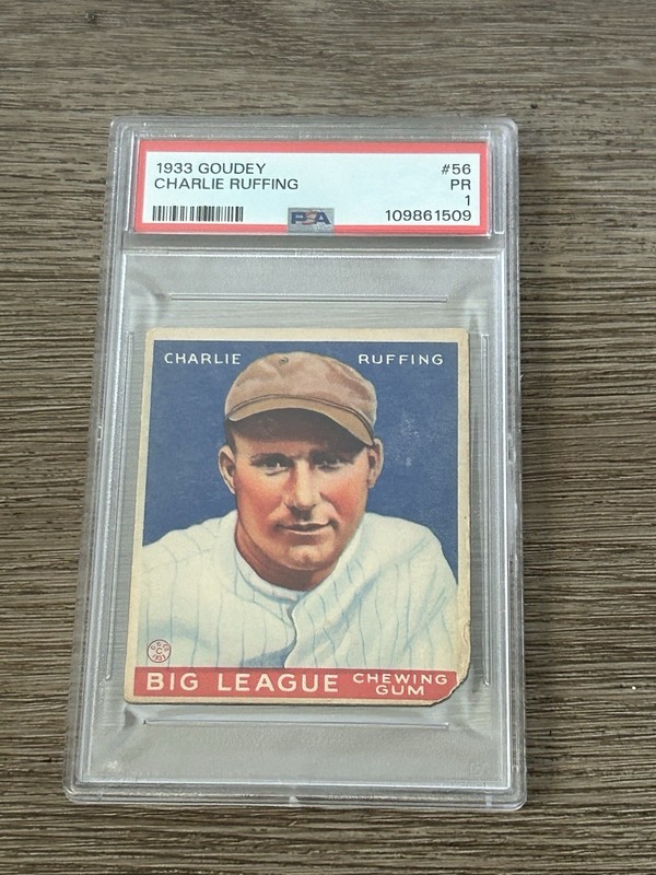 1933 Goudey #56 CHARLIE Red Ruffing Yankees HOF PSA 1 view 1
