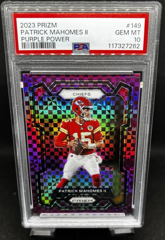 2023 Panini Prizm - Patrick Mahomes II #149 Purple Power Prizm /49 PSA 10