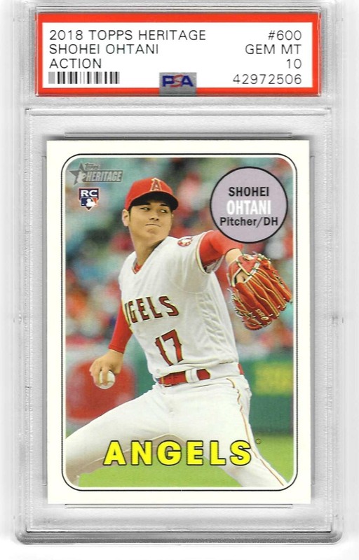 SHOHEI OHTANI 2018 TOPPS HERITAGE (ACTION) #600 RC PSA 10 (GEM MINT) ROOKIE