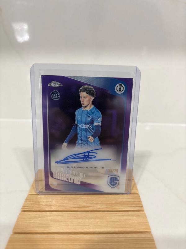2025/26 Topps Uefa Chrome Konstantinos Karetsas RC Purple Lava Auto /75