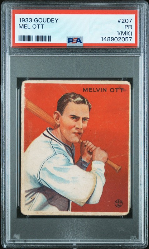 1933 Goudey Mel Ott #207 PSA 1 MK