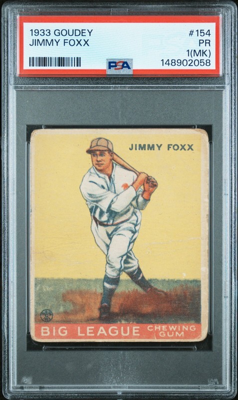 1933 Goudey Jimmy Foxx #154 PSA 1 MK