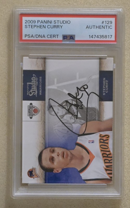 2009-10 Panini Studio STEPHEN CURRY Rookie Auto RC #129 PSA Authentic Signature 