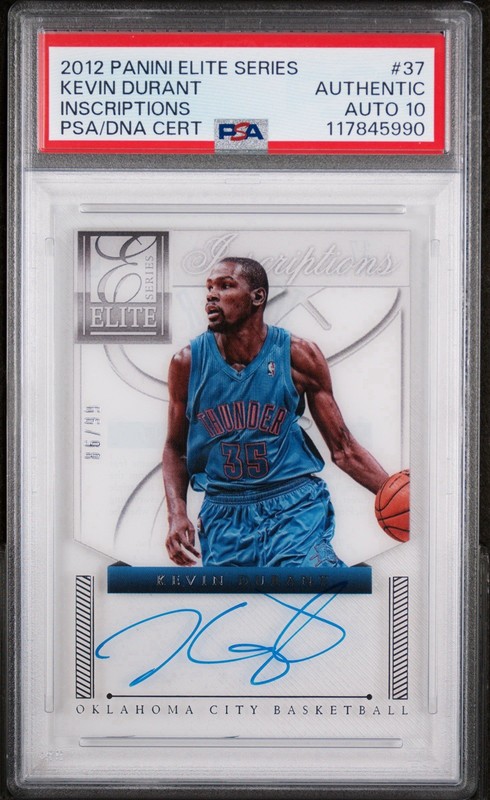 2012 PANINI ELITE #37 KEVIN DURANT AUTO BLACK HOLOFOIL /99 PSA 10
