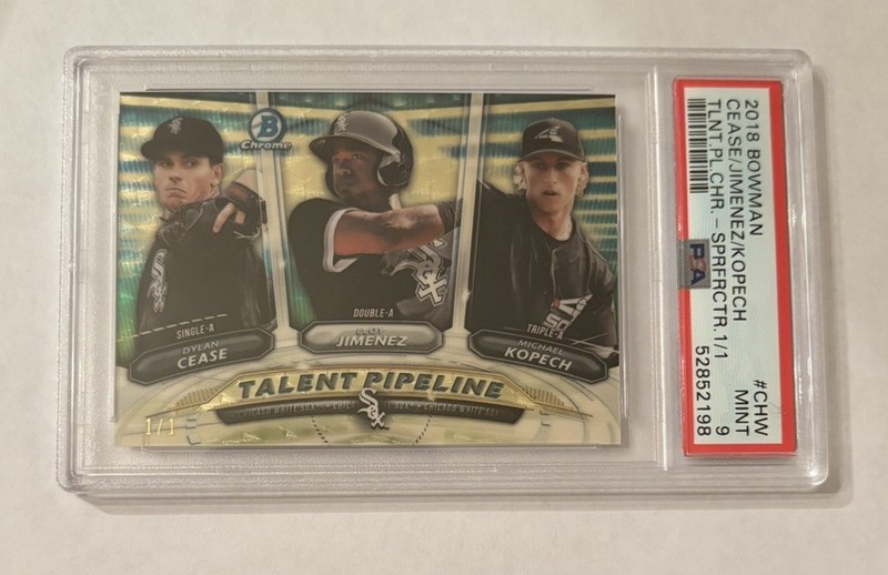 2018 Bowman Chrome Talent Pipeline Superfractor 1/1 Jimenez, Cease, Kopech PSA 9