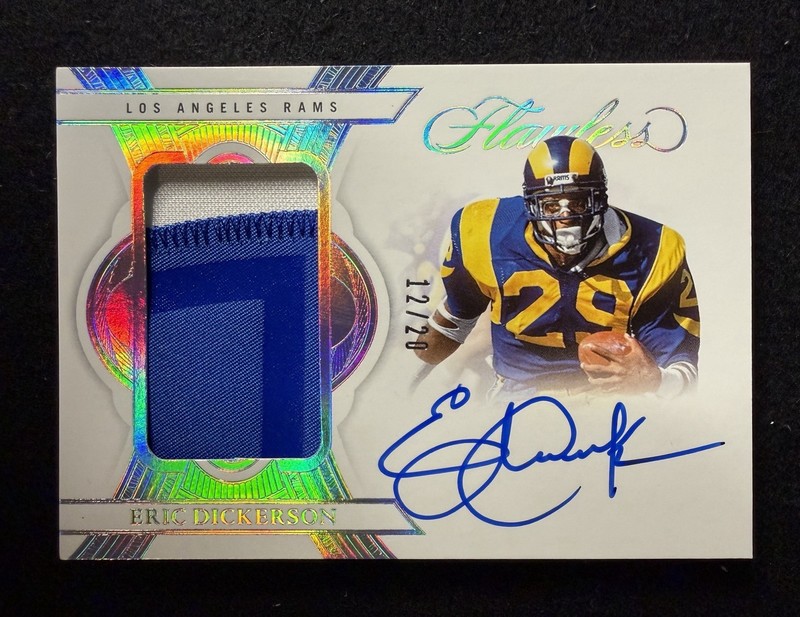 2025 Panini Flawless Eric Dickerson Patch Auto Silver #/20 Rams