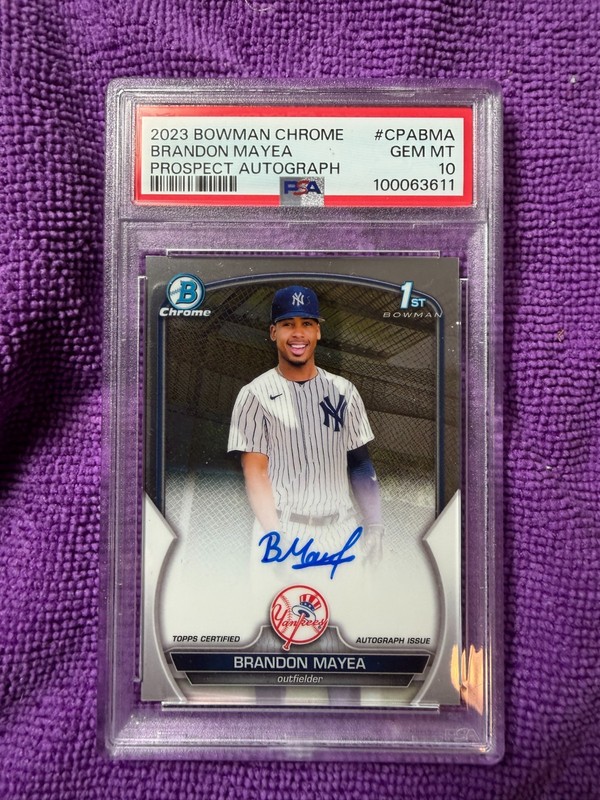 2023 Brandon Mayea Bowman Chrome Prospect Auto  #CPA-BMA PSA 10 GEM MT