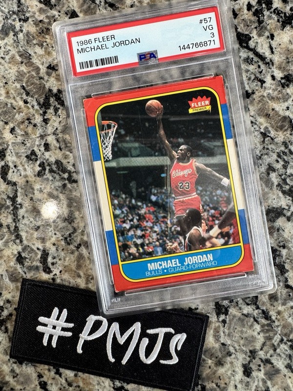 1986-87 Fleer Basketball #57 Michael Jordan Chicago Bulls RC Rookie HOF PSA 3 VG