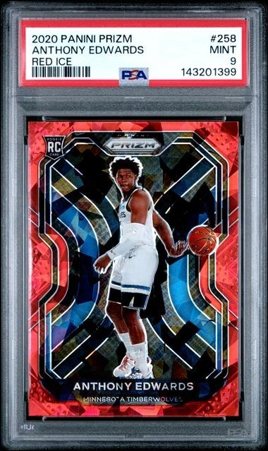 2020-21 Panini Prizm Anthony Edwards #258 Red Ice Prizm (RC) Rookie PSA 9