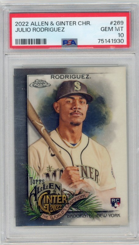 2022 ALLEN & GINTER CHROME #269 JULIO RODRIGUEZ ROOKIE CARD PSA 10 GEM MINT