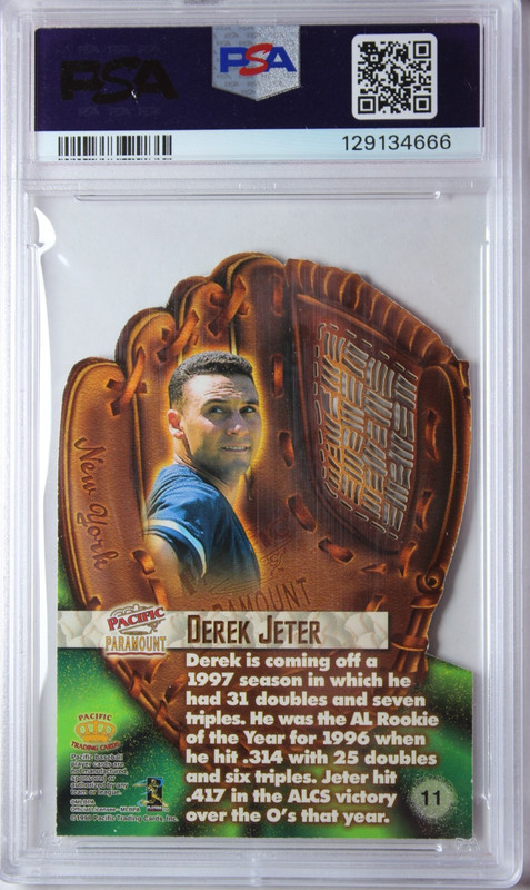 1998 Pacific Paramount Derek Jeter Fielder's Choice Card #11 PSA 8 view 2