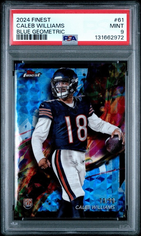 2024 TOPPS FINEST CALEB WILLIAMS #61 BLUE GEOMETRIC ROOKIE /99 PSA 9
